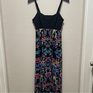 Nicole by Nicole Miller Black and Vibrant Floral Maxi Dress
